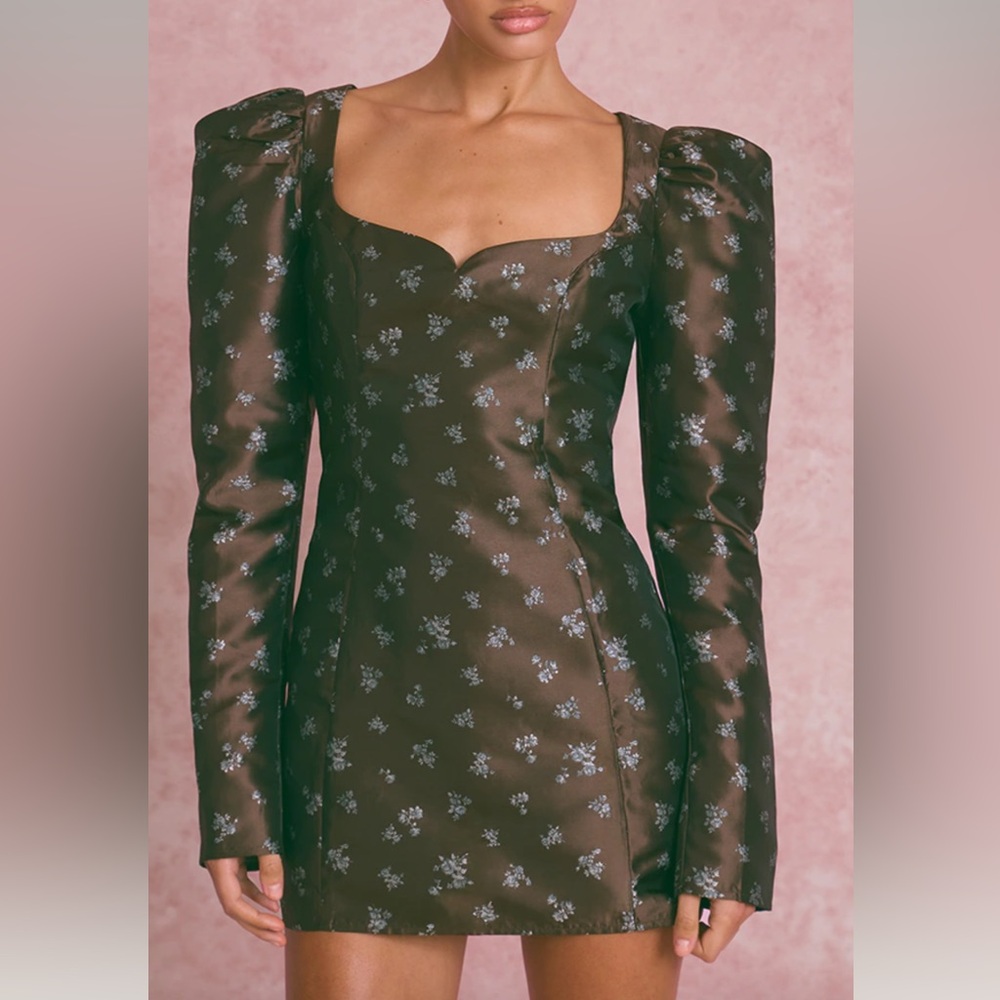 PrettyLittleThing Brown Floral Long Sleeve Dress